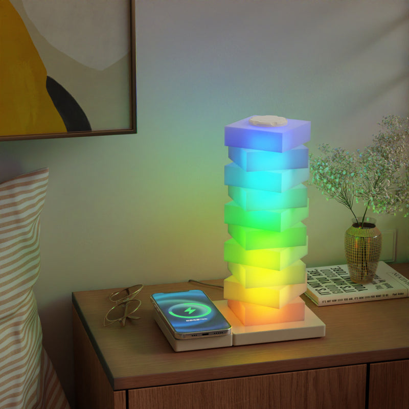 Contemporary Creative Puzzle Rectangular PVC LED Table Lamp For Bedroom