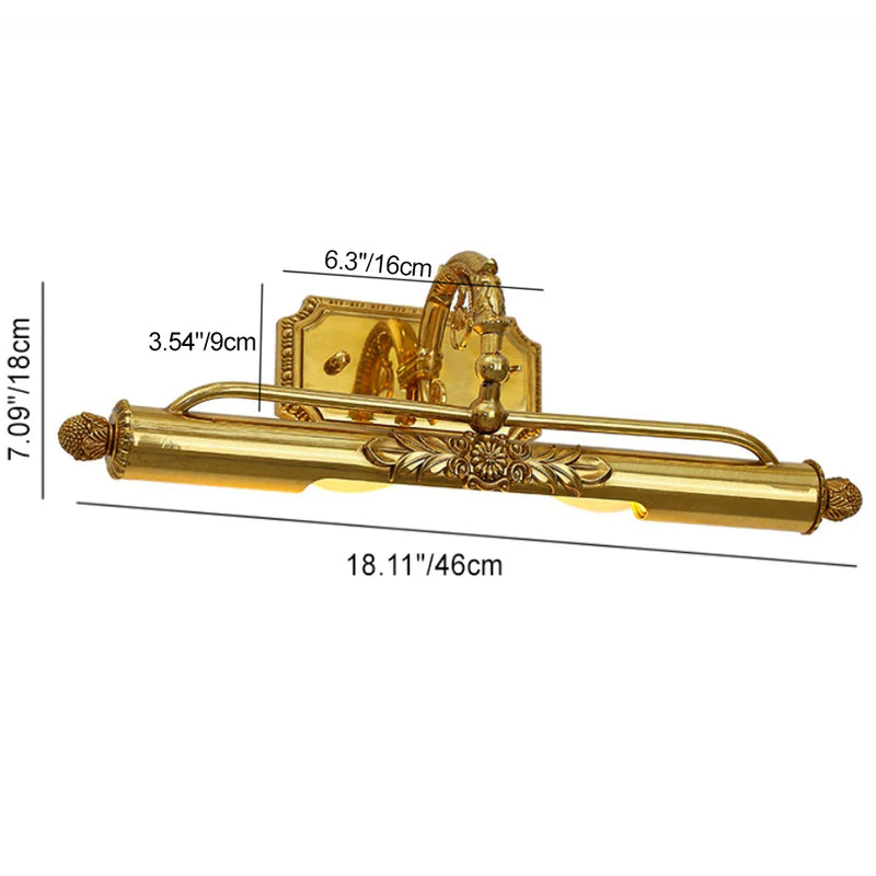 Traditionelle französische Zylindergravur Schnitzerei Vollmessing 2-Licht-Wandleuchte Wandlampe für das Badezimmer 