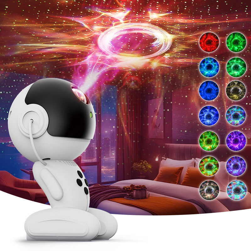 Contemporary Creative Space Robot Projection ABS LED Table Lamp For Bedroom