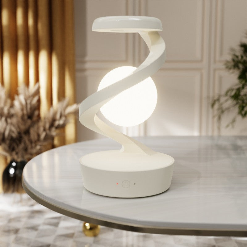 Contemporary Creative Orb Levitating Rotating ABS LED Table Lamp For Bedroom