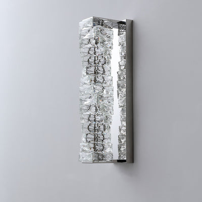 Contemporary Luxury Rectangular Irregular Crystal Column Stainless Steel LED Wall Sconce Lamp For Living Room