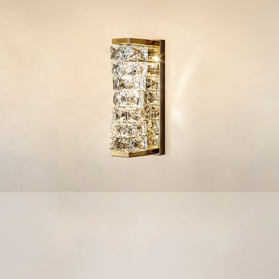 Contemporary Luxury Rectangular Irregular Crystal Column Stainless Steel LED Wall Sconce Lamp For Living Room