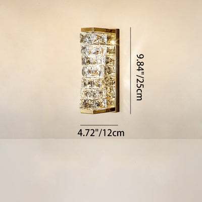 Contemporary Luxury Rectangular Irregular Crystal Column Stainless Steel LED Wall Sconce Lamp For Living Room