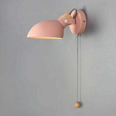 Modern Minimalist Round Spoon Shape Metal Wood 1-Light Wall Sconce Lamp For Bedroom