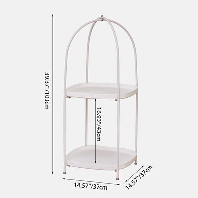 Contemporary Creative Square Birdcage Shape Carbon Steel Frame End Table 2-Tier For Living Room