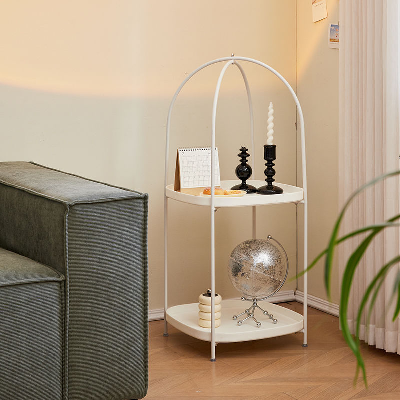 Contemporary Creative Square Birdcage Shape Carbon Steel Frame End Table 2-Tier For Living Room