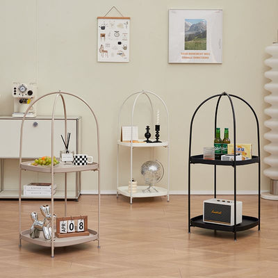 Contemporary Creative Square Birdcage Shape Carbon Steel Frame End Table 2-Tier For Living Room