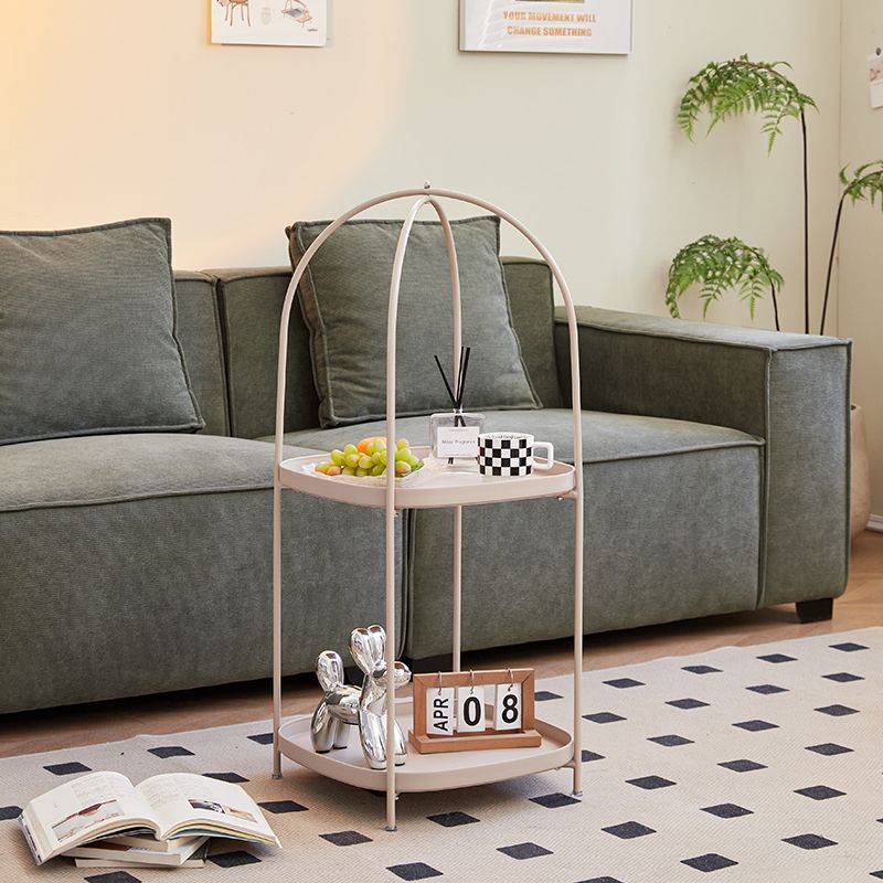 Contemporary Creative Square Birdcage Shape Carbon Steel Frame End Table 2-Tier For Living Room