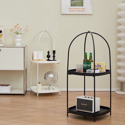 Contemporary Creative Square Birdcage Shape Carbon Steel Frame End Table 2-Tier For Living Room