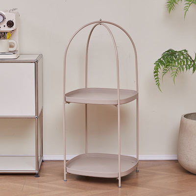 Contemporary Creative Square Birdcage Shape Carbon Steel Frame End Table 2-Tier For Living Room