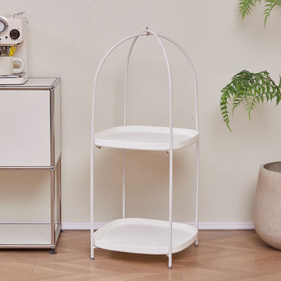 Contemporary Creative Square Birdcage Shape Carbon Steel Frame End Table 2-Tier For Living Room