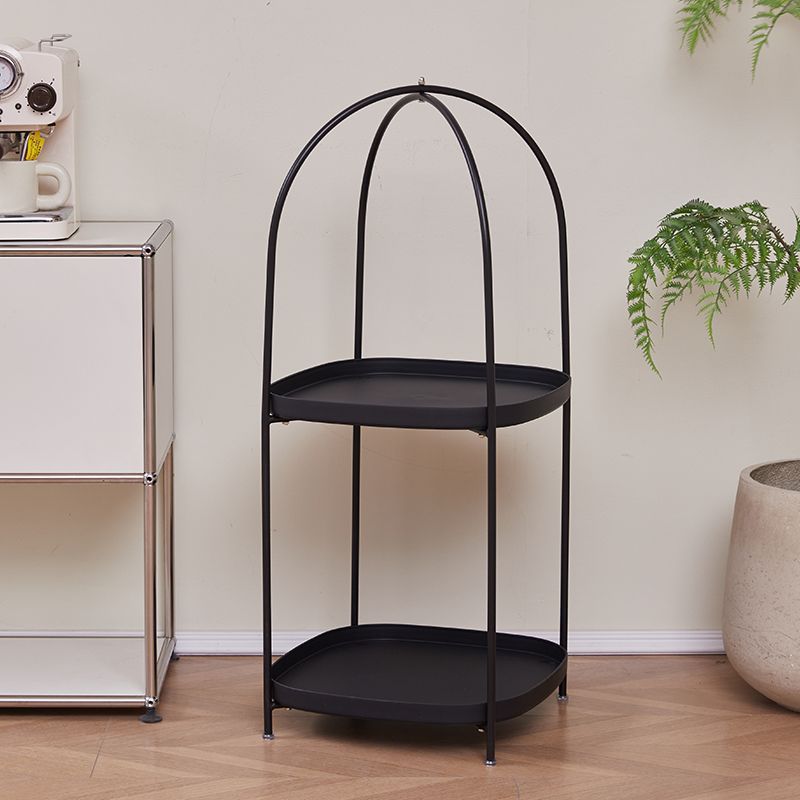 Contemporary Creative Square Birdcage Shape Carbon Steel Frame End Table 2-Tier For Living Room