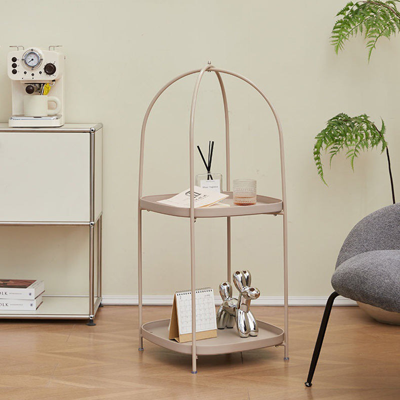 Contemporary Creative Square Birdcage Shape Carbon Steel Frame End Table 2-Tier For Living Room