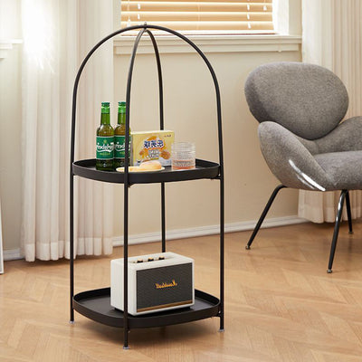 Contemporary Creative Square Birdcage Shape Carbon Steel Frame End Table 2-Tier For Living Room