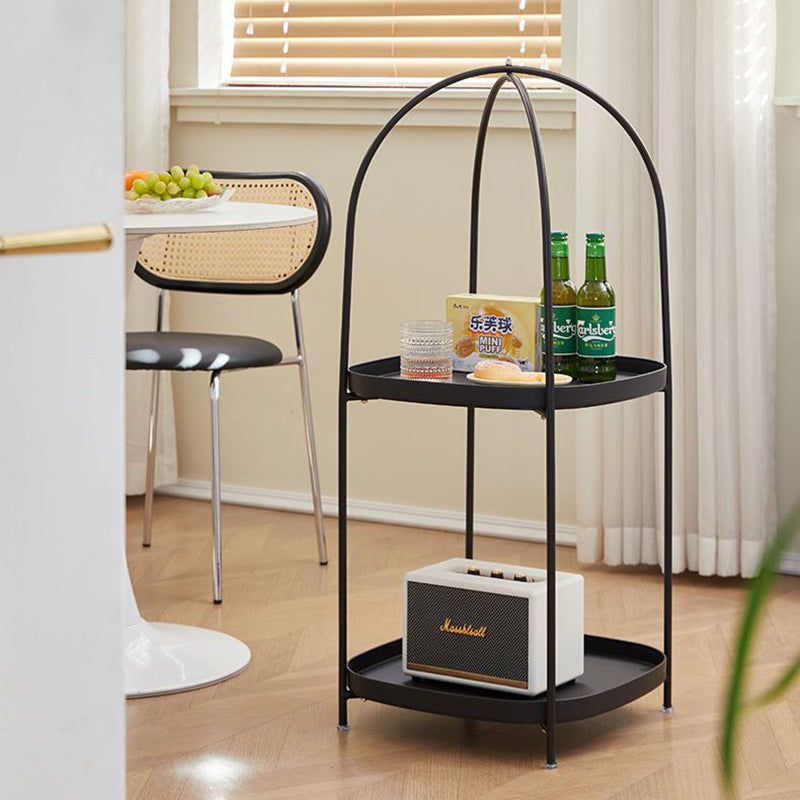 Contemporary Creative Square Birdcage Shape Carbon Steel Frame End Table 2-Tier For Living Room