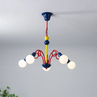 Contemporary Creative Branch Curved Rod Round Ball Iron 3/5/8 Light Chandelier For Living Room