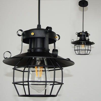 Contemporary Industrial Hexagonal Cage Iron Frame 1-Light Pendant Light For Living Room