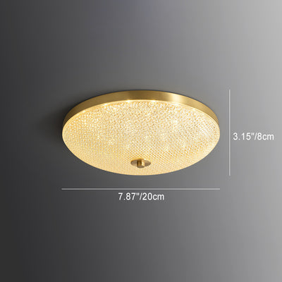 Modern Luxury Round Full Copper Acrylic LED Flush Mount Ceiling Light For Living Room