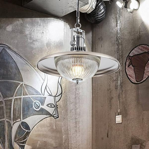 Contemporary Industrial Hardware Disc Glass Shade 1-Light Pendant Light For Living Room