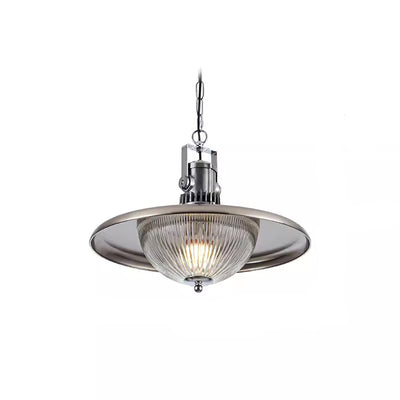 Contemporary Industrial Hardware Disc Glass Shade 1-Light Pendant Light For Living Room