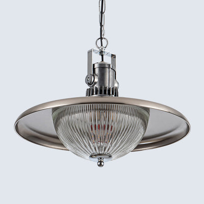 Contemporary Industrial Hardware Disc Glass Shade 1-Light Pendant Light For Living Room