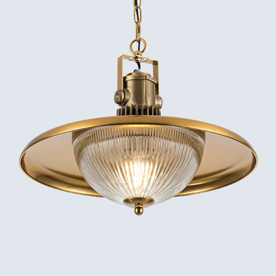 Contemporary Industrial Hardware Disc Glass Shade 1-Light Pendant Light For Living Room