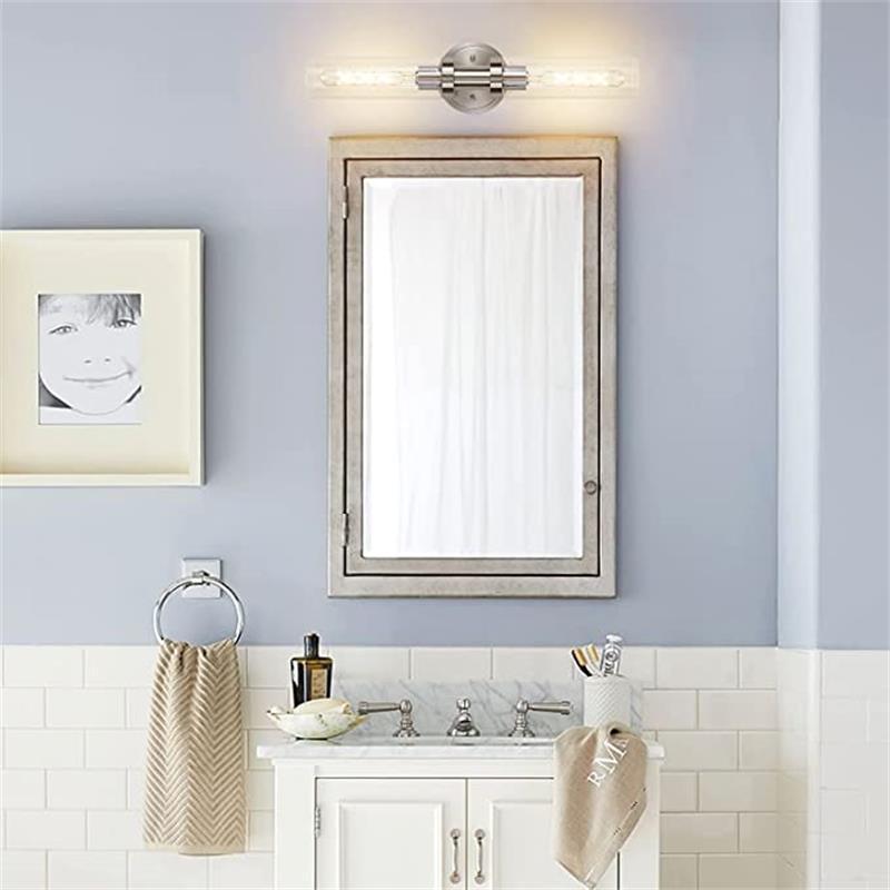 Modern Minimalist Cylinder Glass Iron Shade 2-Light Vanity Light Wall Sconce Lamp For Bathroom