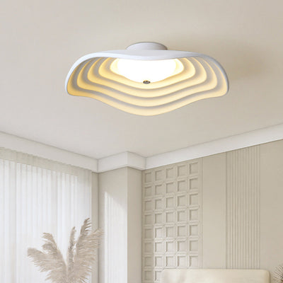 Contemporary Creative Irregular Lotus Leaf Dome Resin LED Semi-Flush Mount Ceiling Light For Living Room