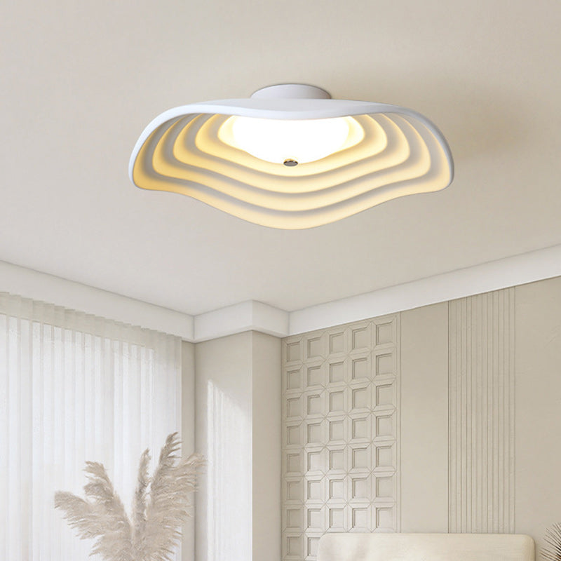 Contemporary Creative Irregular Lotus Leaf Dome Resin LED Semi-Flush Mount Ceiling Light For Living Room