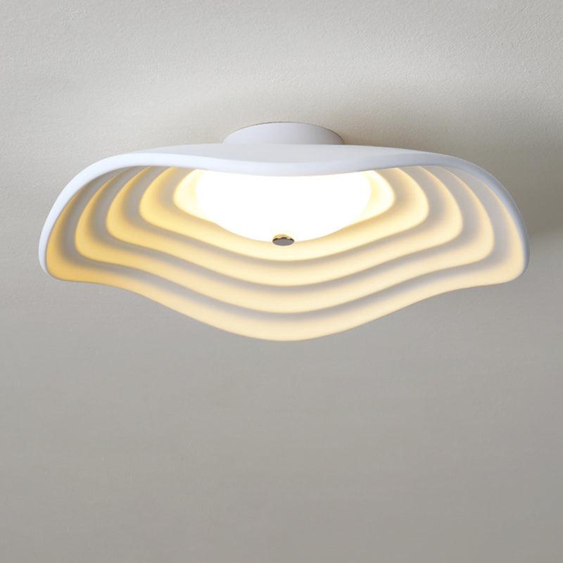 Contemporary Creative Irregular Lotus Leaf Dome Resin LED Semi-Flush Mount Ceiling Light For Living Room