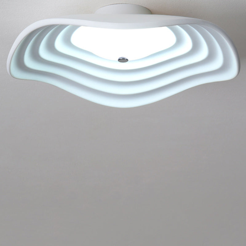 Contemporary Creative Irregular Lotus Leaf Dome Resin LED Semi-Flush Mount Ceiling Light For Living Room