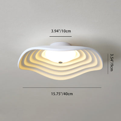 Contemporary Creative Irregular Lotus Leaf Dome Resin LED Semi-Flush Mount Ceiling Light For Living Room