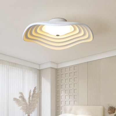 Contemporary Creative Irregular Lotus Leaf Dome Resin LED Semi-Flush Mount Ceiling Light For Living Room