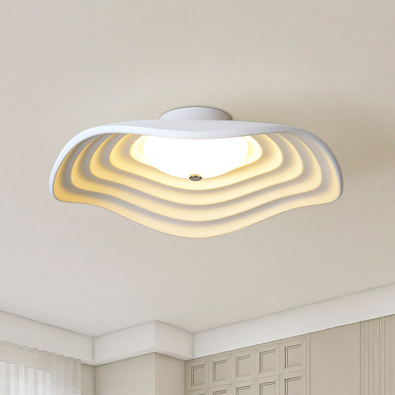 Contemporary Creative Irregular Lotus Leaf Dome Resin LED Semi-Flush Mount Ceiling Light For Living Room