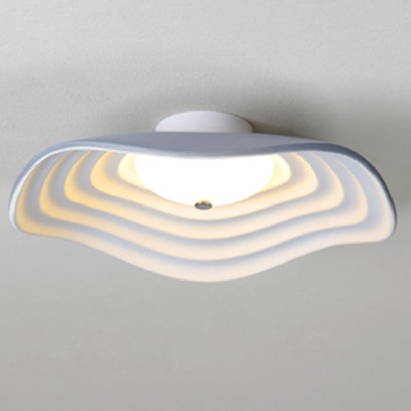 Contemporary Creative Irregular Lotus Leaf Dome Resin LED Semi-Flush Mount Ceiling Light For Living Room