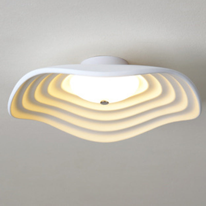 Contemporary Creative Irregular Lotus Leaf Dome Resin LED Semi-Flush Mount Ceiling Light For Living Room