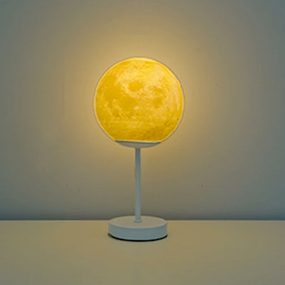 Modern Art Deco Moon Iron Rattan LED Table Lamp For Bedroom