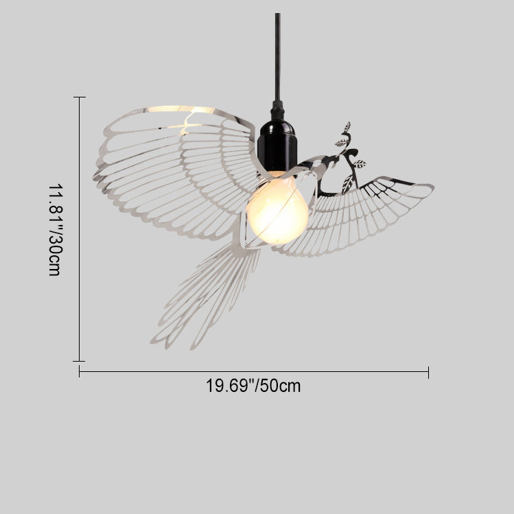 Traditional Rustic Bird Iron 1-Light Pendant Light For Living Room