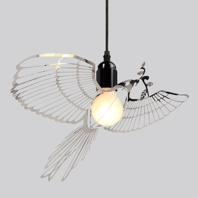 Traditional Rustic Bird Iron 1-Light Pendant Light For Living Room