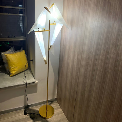 Contemporary Creative Bird Iron PP LED Standing Floor Lamp For Living Room