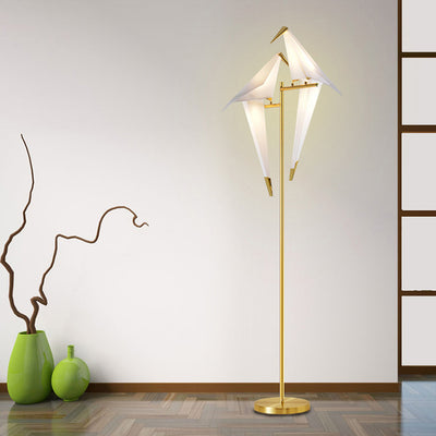 Contemporary Creative Bird Iron PP LED Standing Floor Lamp For Living Room