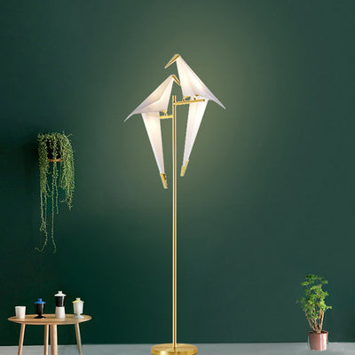 Contemporary Creative Bird Iron PP LED Standing Floor Lamp For Living Room