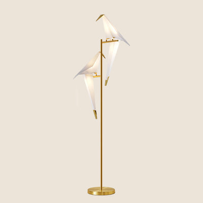 Contemporary Creative Bird Iron PP LED Standing Floor Lamp For Living Room