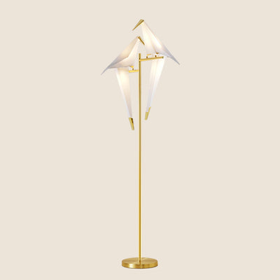 Contemporary Creative Bird Iron PP LED Standing Floor Lamp For Living Room