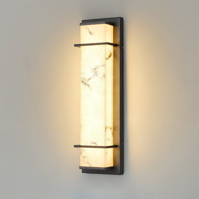 Traditional Chinese Rectangular Resin Stainless Steel LED Wall Sconce Lamp For Outdoor