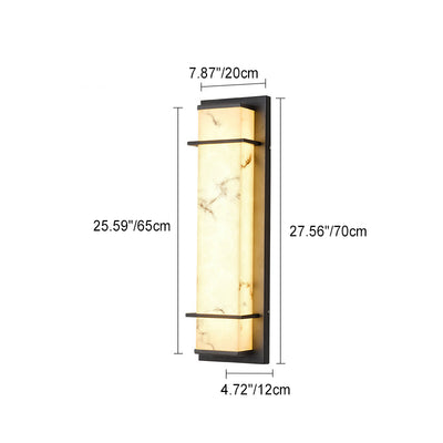 Traditional Chinese Rectangular Resin Stainless Steel LED Wall Sconce Lamp For Outdoor