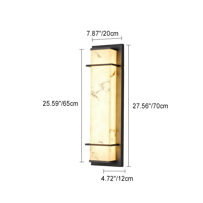 Traditional Chinese Rectangular Resin Stainless Steel LED Wall Sconce Lamp For Outdoor