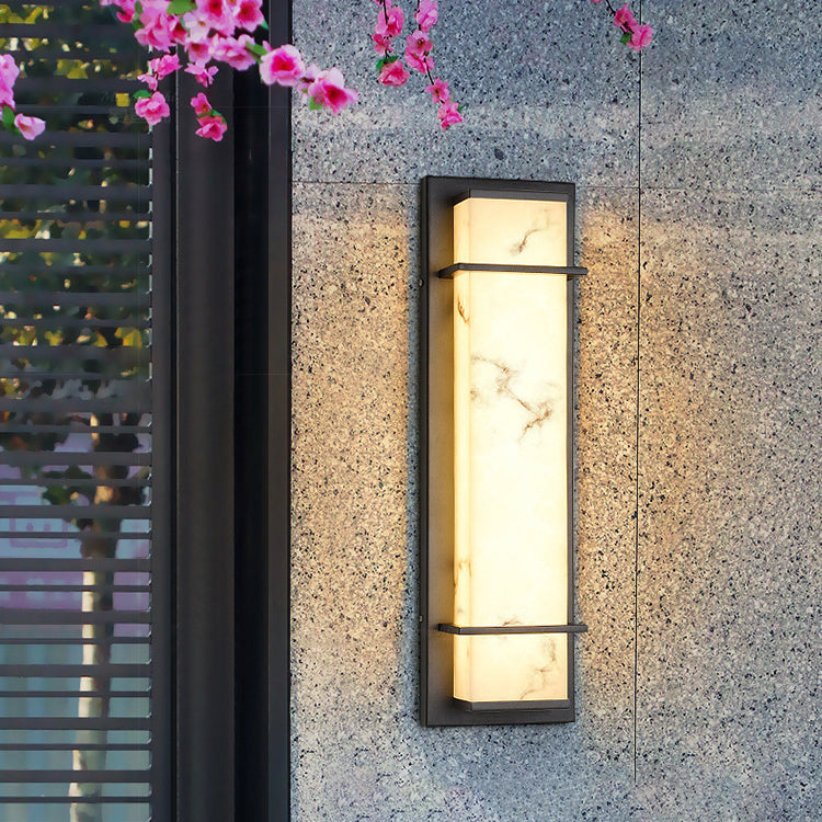 Traditional Chinese Rectangular Resin Stainless Steel LED Wall Sconce Lamp For Outdoor