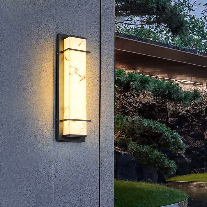 Traditional Chinese Rectangular Resin Stainless Steel LED Wall Sconce Lamp For Outdoor