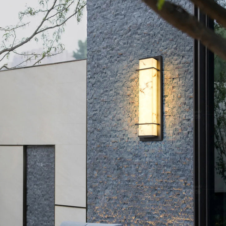 Traditional Chinese Rectangular Resin Stainless Steel LED Wall Sconce Lamp For Outdoor